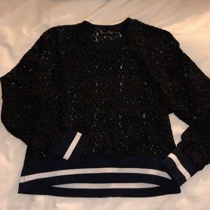 Lace crew pullover